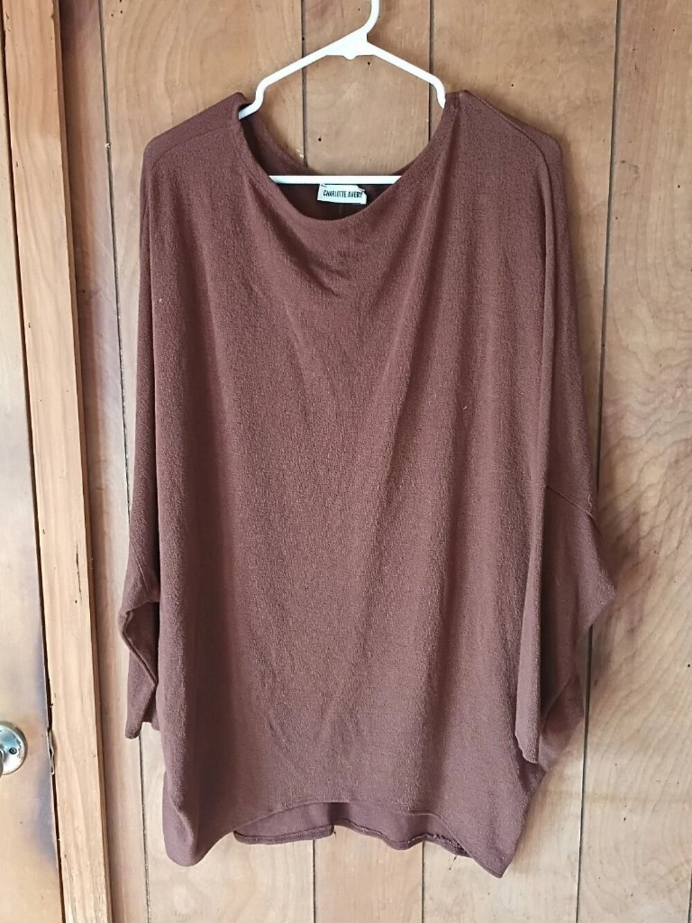 Charlotte Avery Brown Dolman Sleeve Sweater 1X Batwing Poncho Style Top